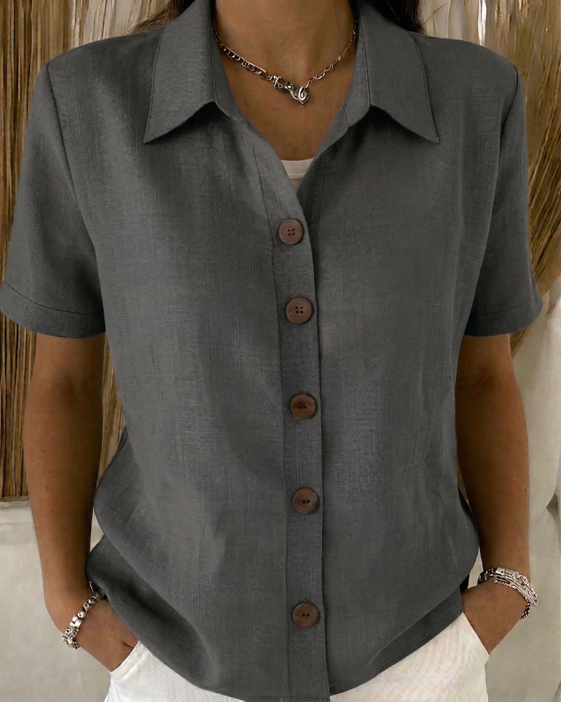 New Arrivals🔥 Women’s Simple cotton and linen button-down shirt