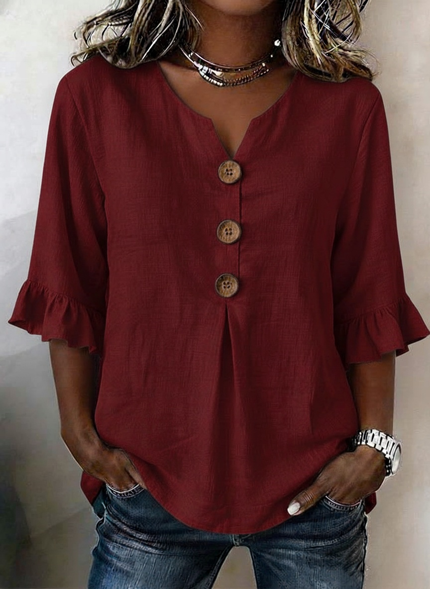 New Arrivals🔥Women'S Casual Solid Color Ruffle Sleeve Top