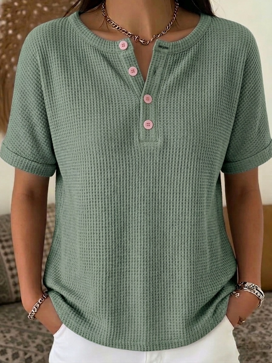 New Arrivals🔥Women's Waffle Knit Henley Top