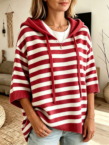 CLEARANCE SALE🔥Women's Striped Hooded Knit Sweater