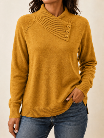 CLEARANCE SALE🔥Women's Button Detail Mock Neck Knit Sweater
