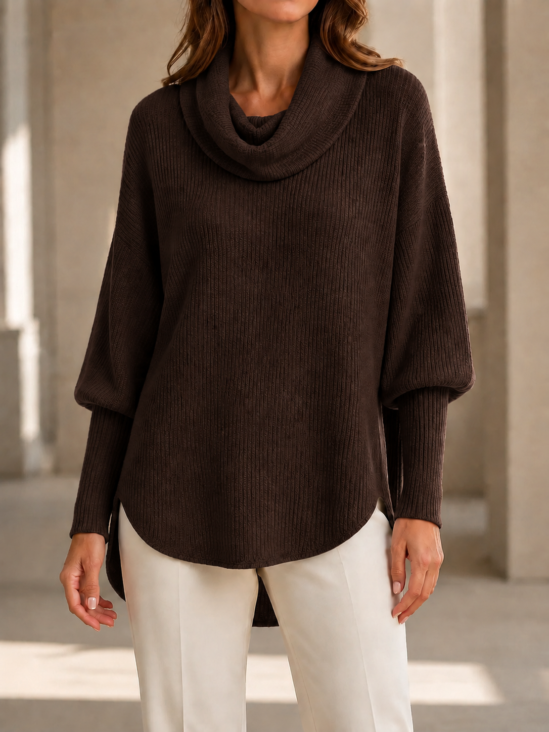 New Arrivals🔥Women’s Elegant Cowl Neck Relaxed Fit Longline Knit Sweater