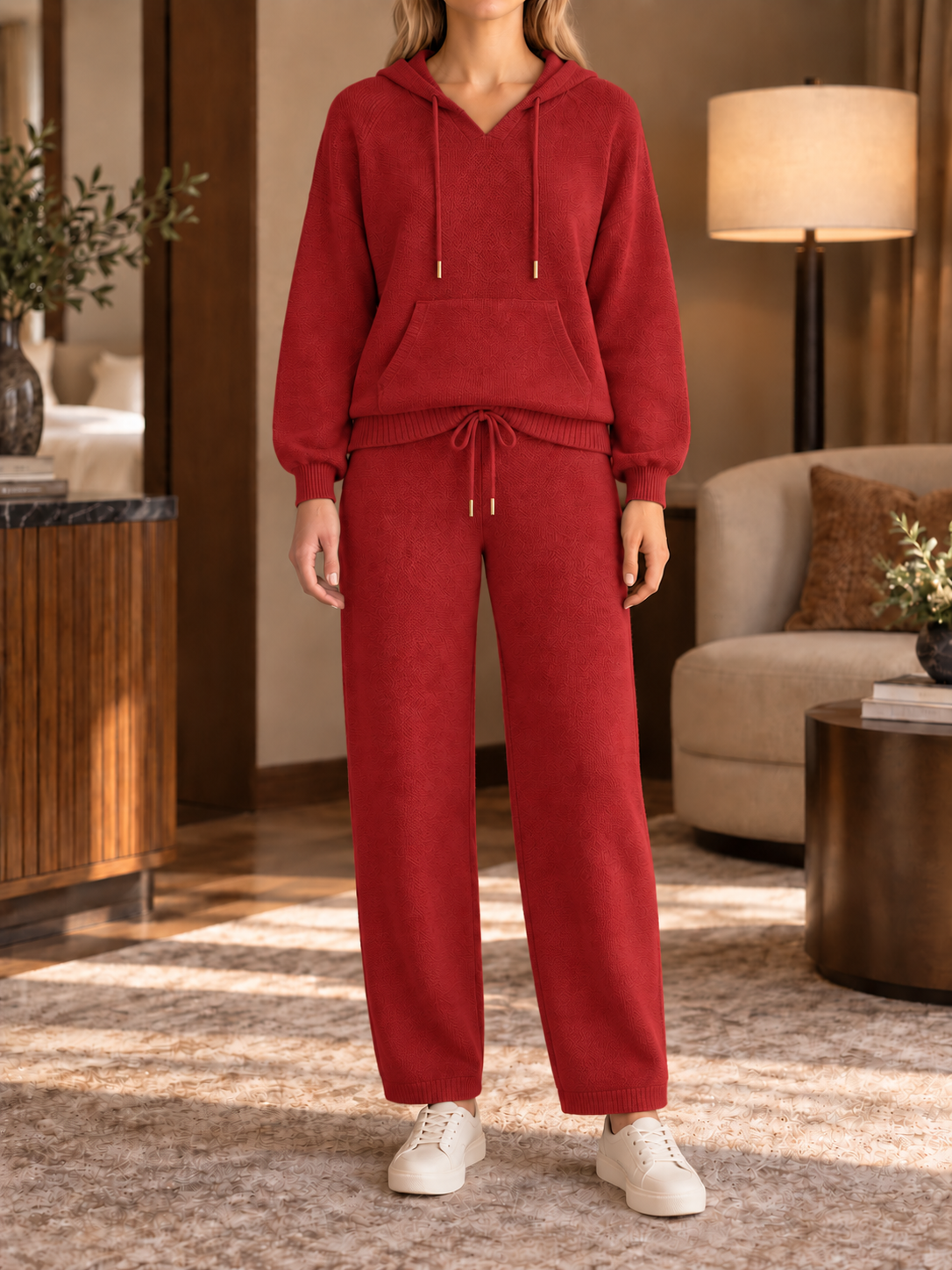 ⏰ LAST DAY SAVE 50% 💥Women’s Cozy Hooded Pullover and Drawstring Wide-Leg Pants Two-Piece Set