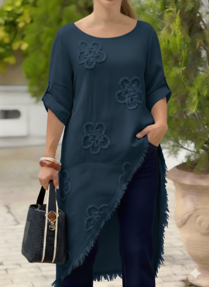 CLEARANCE SALE🔥Floral Embroidered Loose-fitting Cotton Shirt Blouse