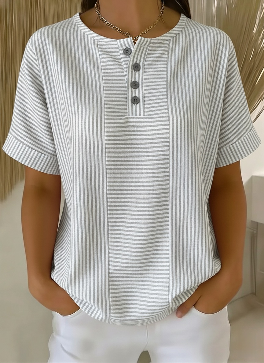 New Arrivals🔥 Women’s Artistic Cut Striped Cotton-linen Shirt Blouse