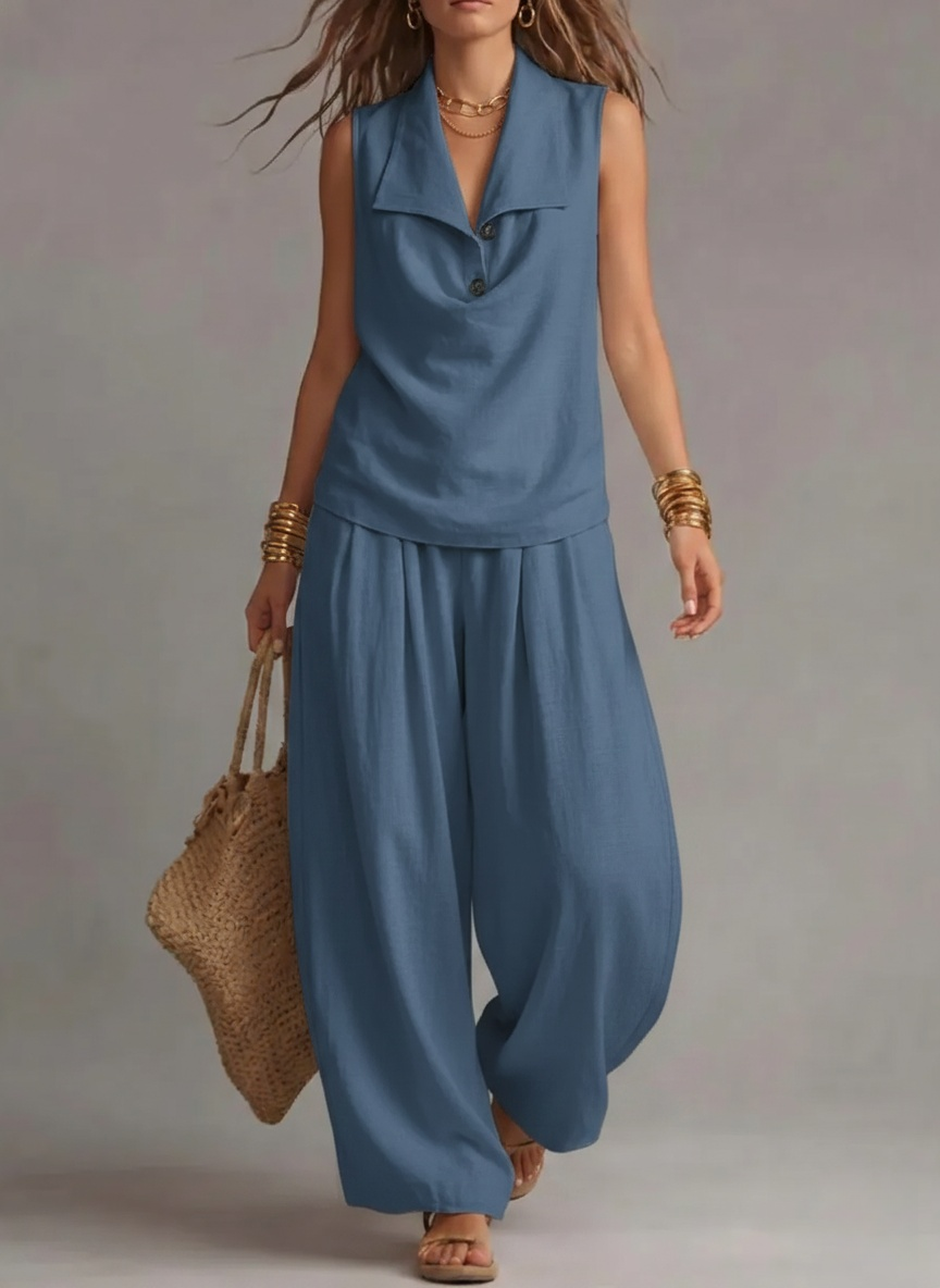 New Arrivals🔥Women's Sleeveless Collared Top And Pants Set
