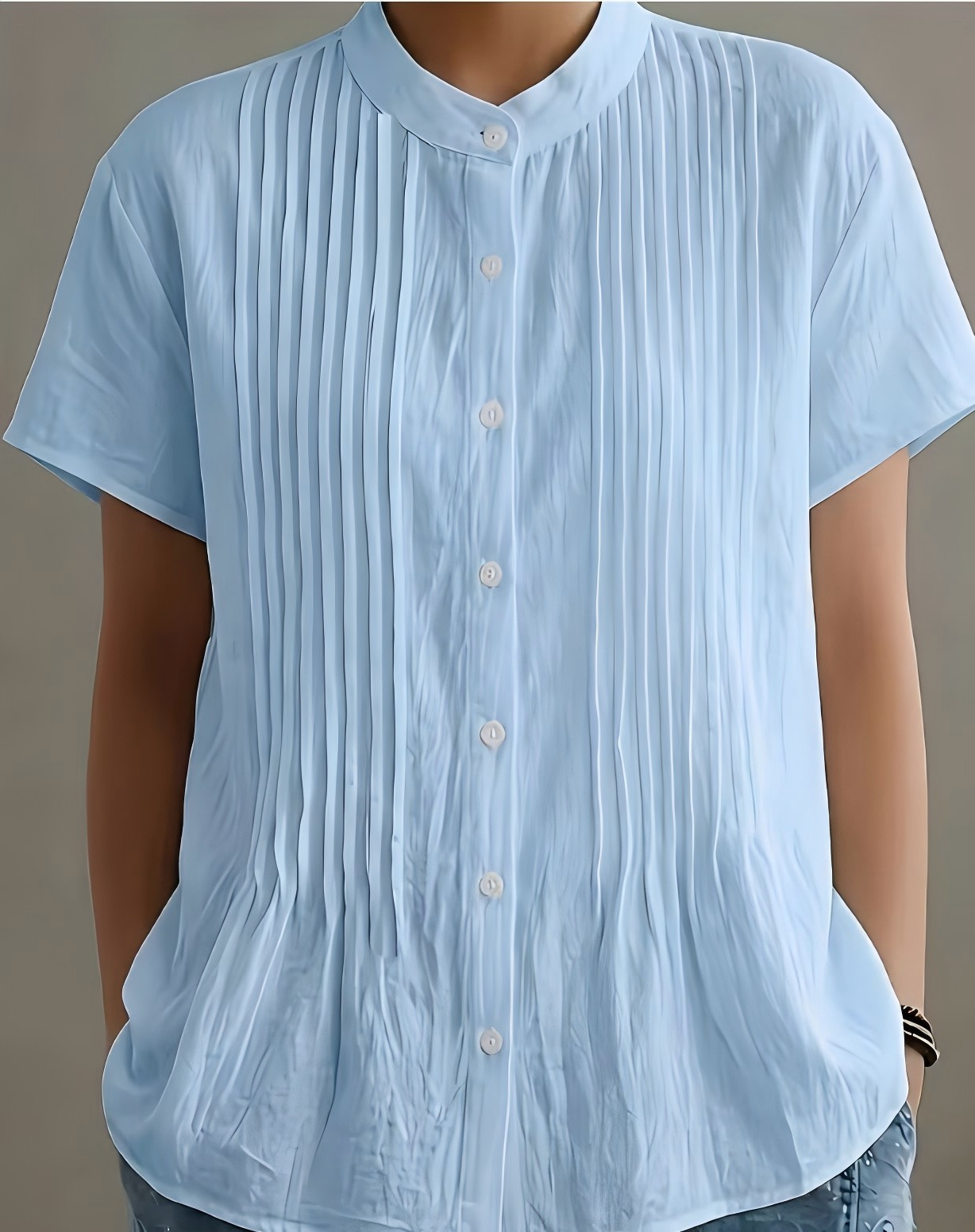 New Arrivals🔥Women’s Casual Mandarin Collar Pleated Blouse