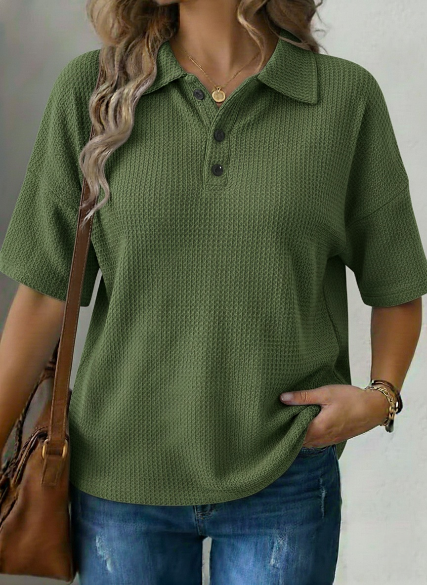 New Arrival 🔥Women's Casual Waffle Knit Polo Shirt