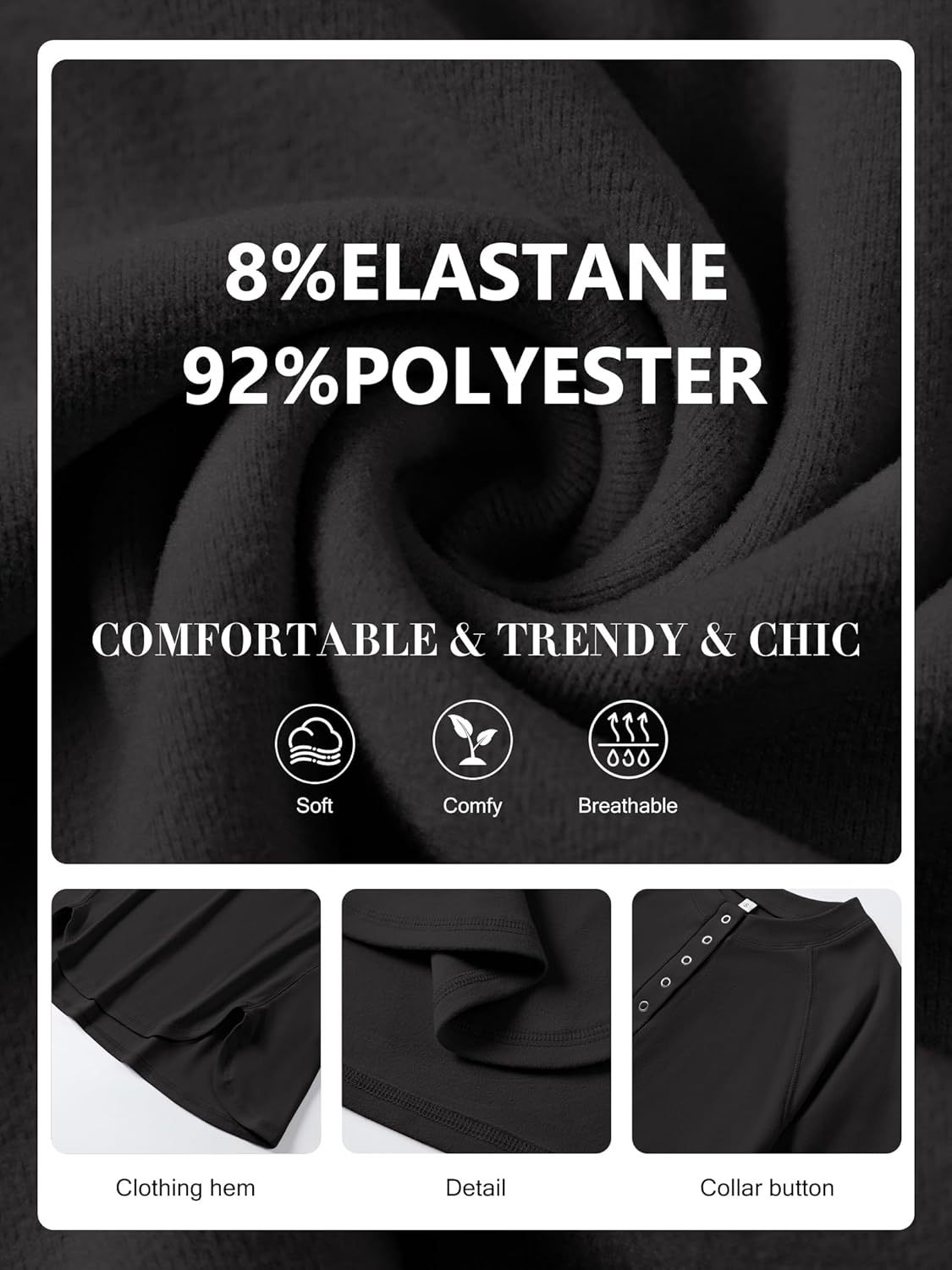Women's Long Sleeve Henley Tops Tunic Sweatshirt Loose Slit Casual Button Shirts Pullover 2025 Fall Winter Outfits