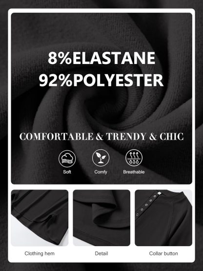 Women's Long Sleeve Henley Tops Tunic Sweatshirt Loose Slit Casual Button Shirts Pullover 2025 Fall Winter Outfits