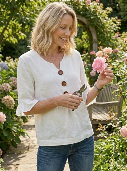 Women'S Casual Solid Color Ruffle Sleeve Top