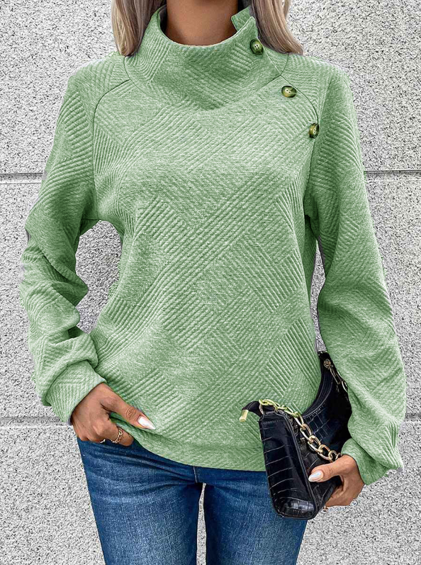 🎄Christmas Clearance🔥Women's High Neck Speical Button Designer Sweatshirt