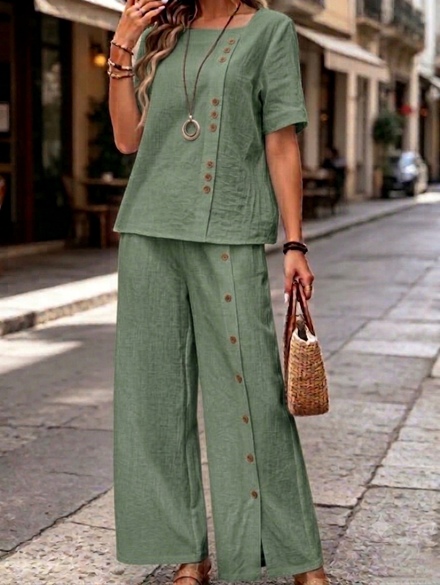 Clearance Sale🔥Women's Linen Square Neck Two-Piece Set
