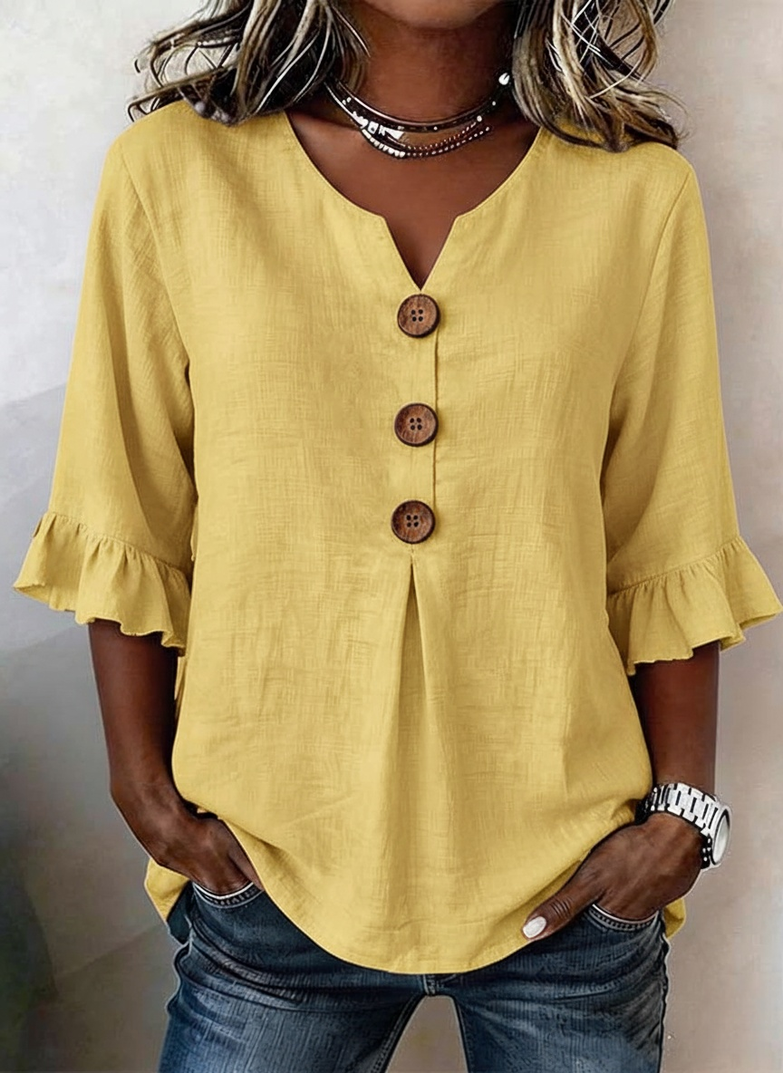 New Arrivals🔥Women'S Casual Solid Color Ruffle Sleeve Top