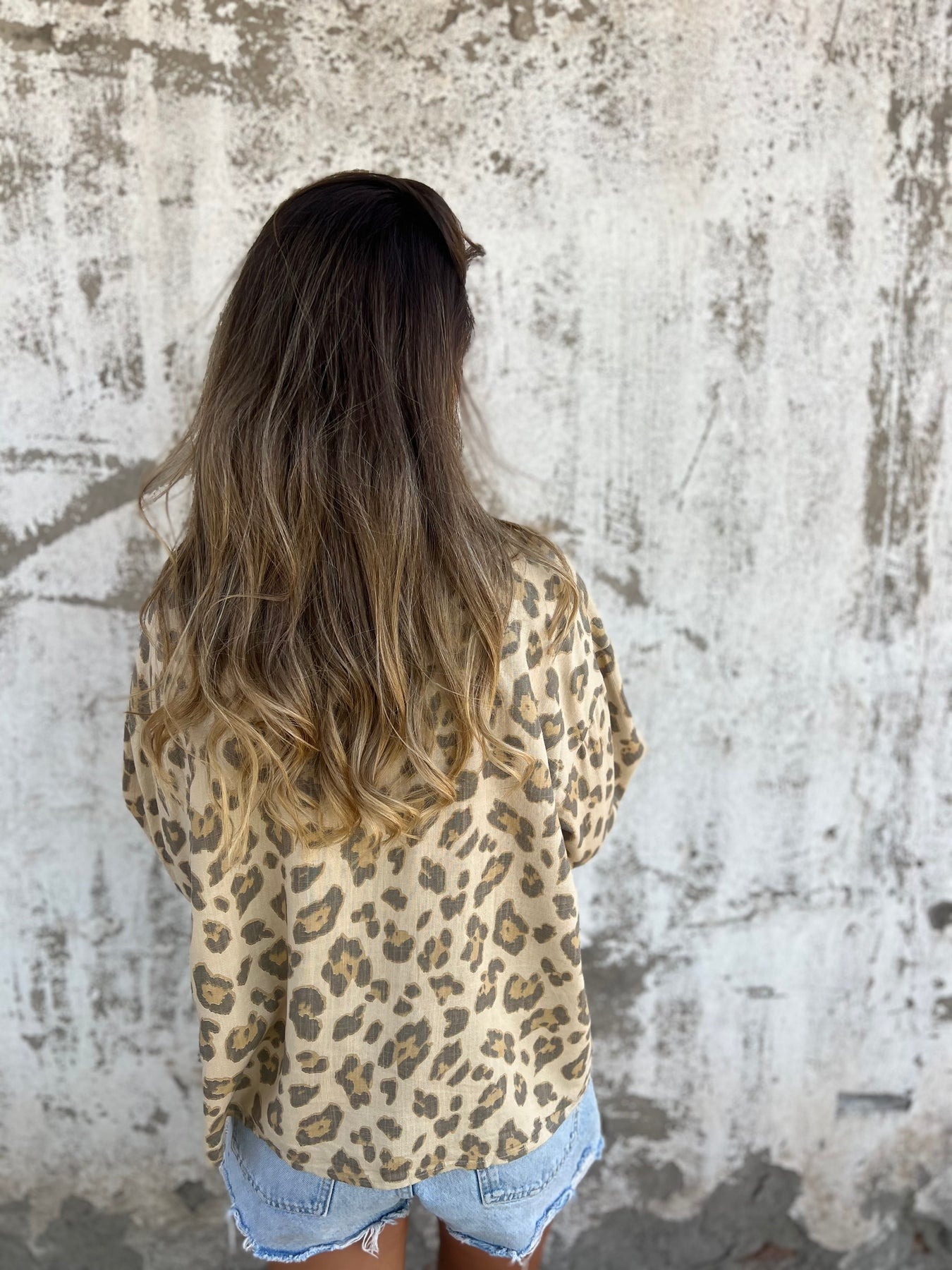 Leopard Printed Linen Blouse