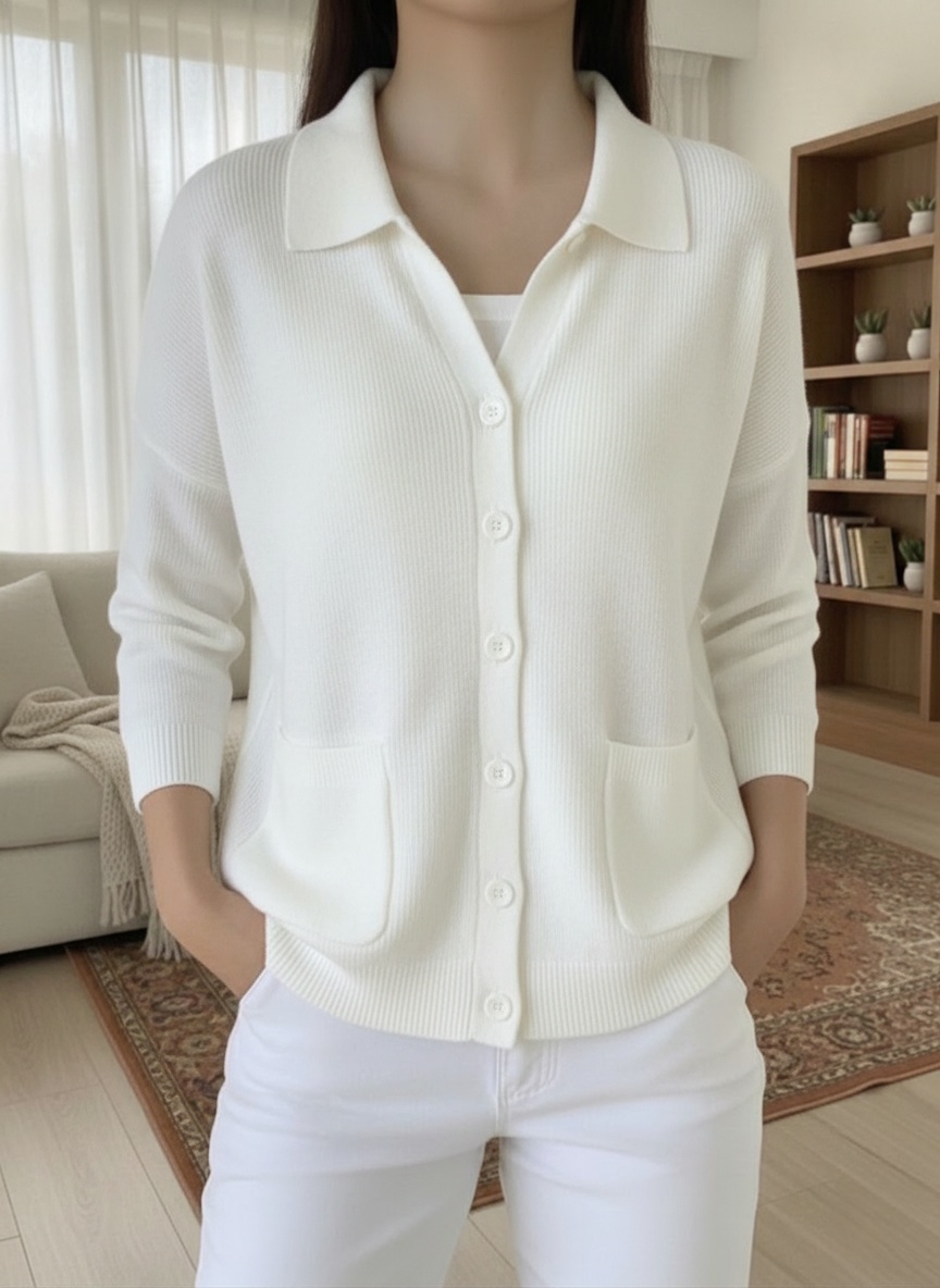 CLEARANCE SALE🔥Women's Ribbed Knit Polo Cardigan