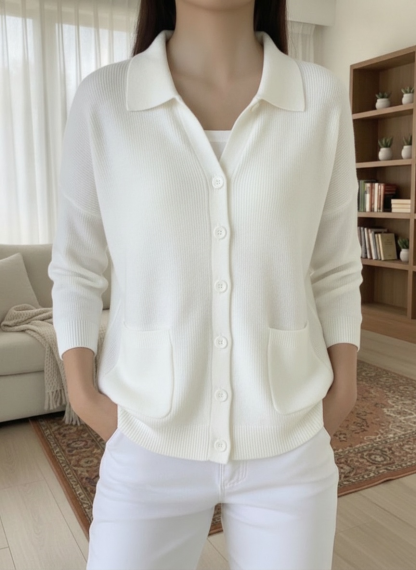 CLEARANCE SALE🔥Women's Ribbed Knit Polo Cardigan