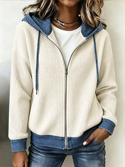 CLEARANCE SALE🔥Women Striped Long Sleeve Hoodie Casual Spring/Fall Jacket Outerwear
