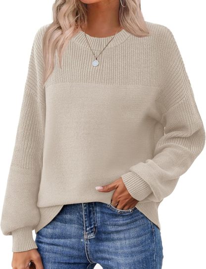 Women's 2025 Fall Chunky Knit Sweater Oversized Crewneck Long Sleeve Winter Cotton Pullover Sweaters Jumper Tops
