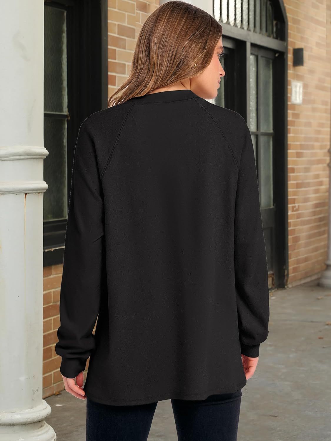 Women's Long Sleeve Henley Tops Tunic Sweatshirt Loose Slit Casual Button Shirts Pullover 2025 Fall Winter Outfits