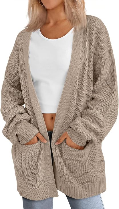 Women's Oversized Cardigans Soft Knit Cardigan Sweater with Pockets