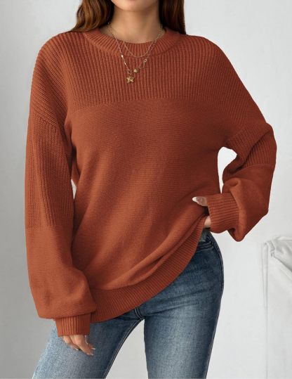 Women's 2025 Fall Chunky Knit Sweater Oversized Crewneck Long Sleeve Winter Cotton Pullover Sweaters Jumper Tops