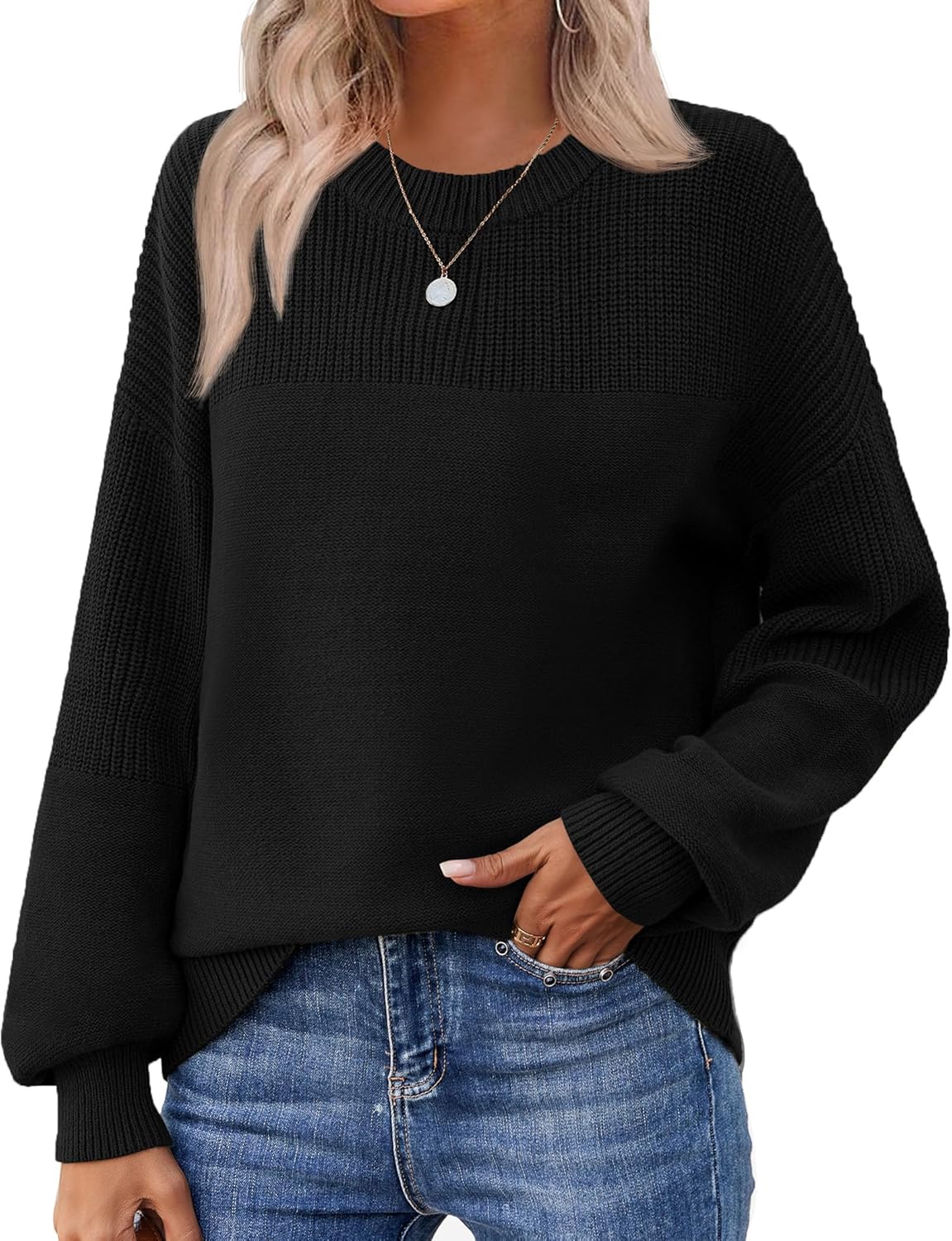 Women's 2025 Fall Chunky Knit Sweater Oversized Crewneck Long Sleeve Winter Cotton Pullover Sweaters Jumper Tops