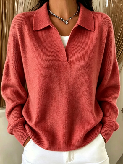 CLEARANCE SALE🔥Women's Ribbed Knit Polo Sweater