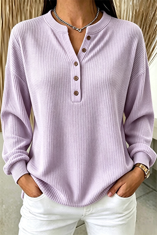 CLEARANCE SALE🔥Women's Ribbed Henley Knit Top