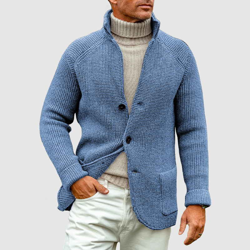 Men's Basic Lapel Pocket Cashmere Knit Blazer