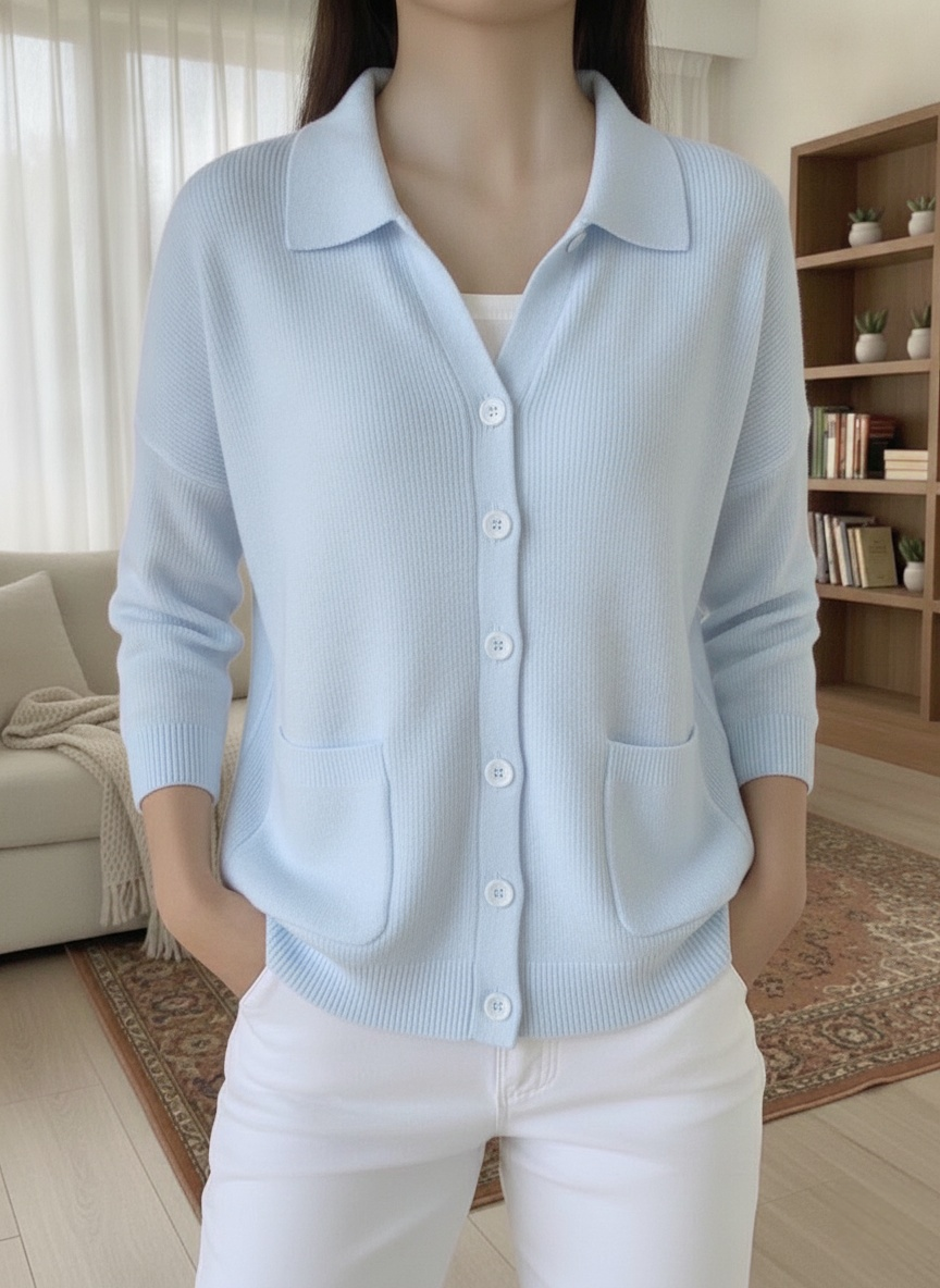 CLEARANCE SALE🔥Women's Ribbed Knit Polo Cardigan