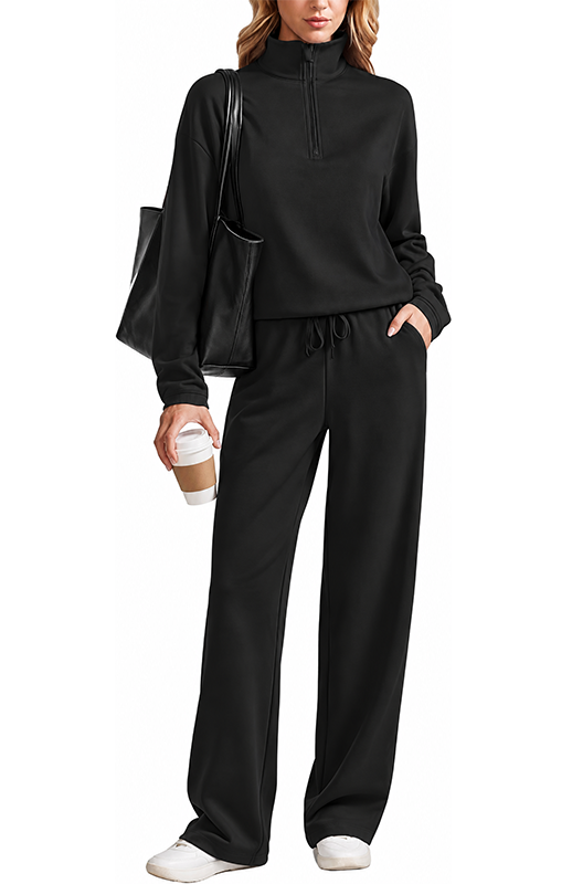 CLEARANCE SALE💥Women’s Half-Zip Stand Collar Pullover and Drawstring Pants Two-Piece Set