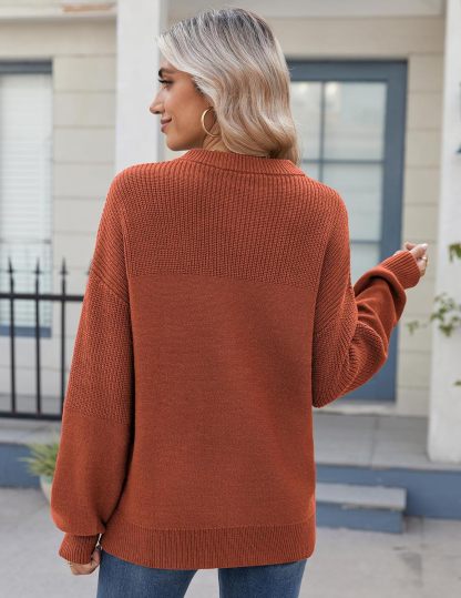 Women's 2025 Fall Chunky Knit Sweater Oversized Crewneck Long Sleeve Winter Cotton Pullover Sweaters Jumper Tops