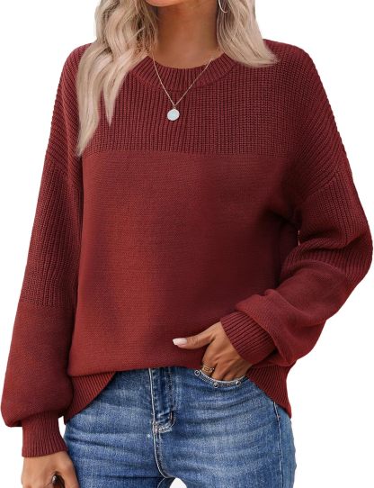 Women's 2025 Fall Chunky Knit Sweater Oversized Crewneck Long Sleeve Winter Cotton Pullover Sweaters Jumper Tops