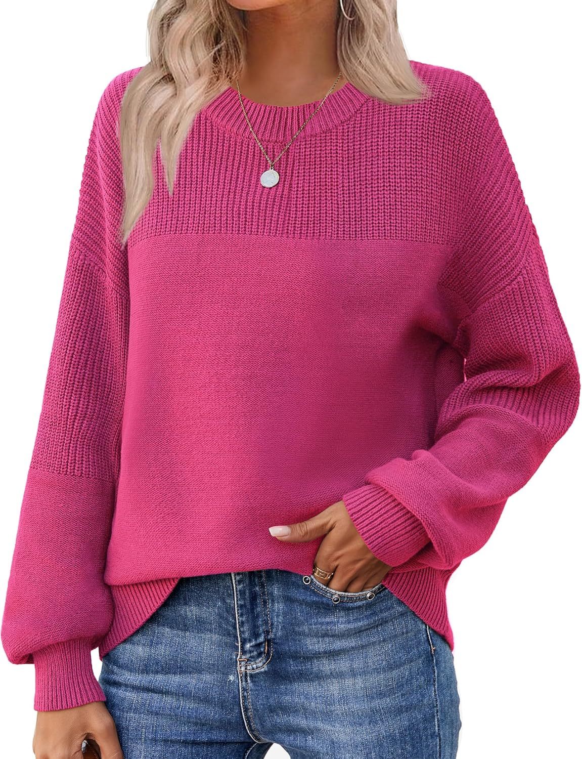 Women's 2025 Fall Chunky Knit Sweater Oversized Crewneck Long Sleeve Winter Cotton Pullover Sweaters Jumper Tops