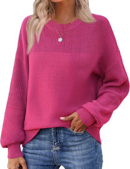 Women's 2025 Fall Chunky Knit Sweater Oversized Crewneck Long Sleeve Winter Cotton Pullover Sweaters Jumper Tops