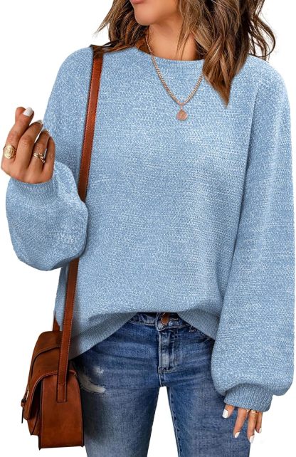 Women's Oversized Sweaters Fall Winter Trendy Crew Neck Pullover Sweater Long Sleeve Loose Heathered Knit Tops 2025