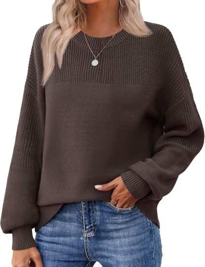Women's 2025 Fall Chunky Knit Sweater Oversized Crewneck Long Sleeve Winter Cotton Pullover Sweaters Jumper Tops