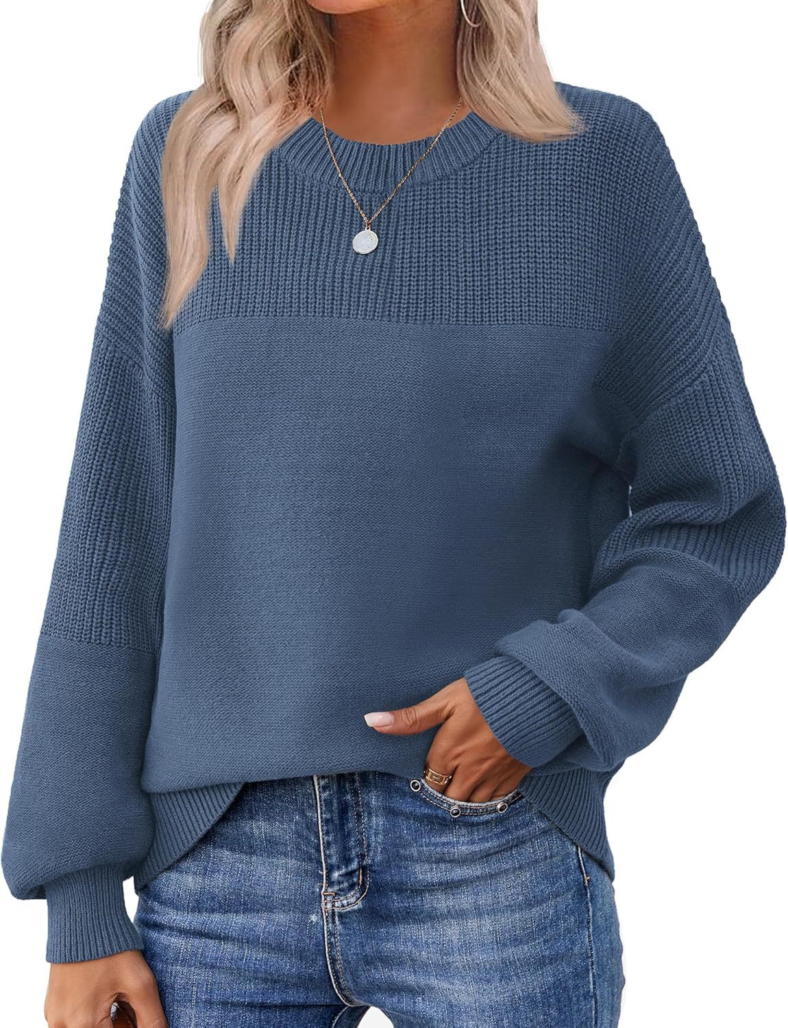 Women's 2025 Fall Chunky Knit Sweater Oversized Crewneck Long Sleeve Winter Cotton Pullover Sweaters Jumper Tops