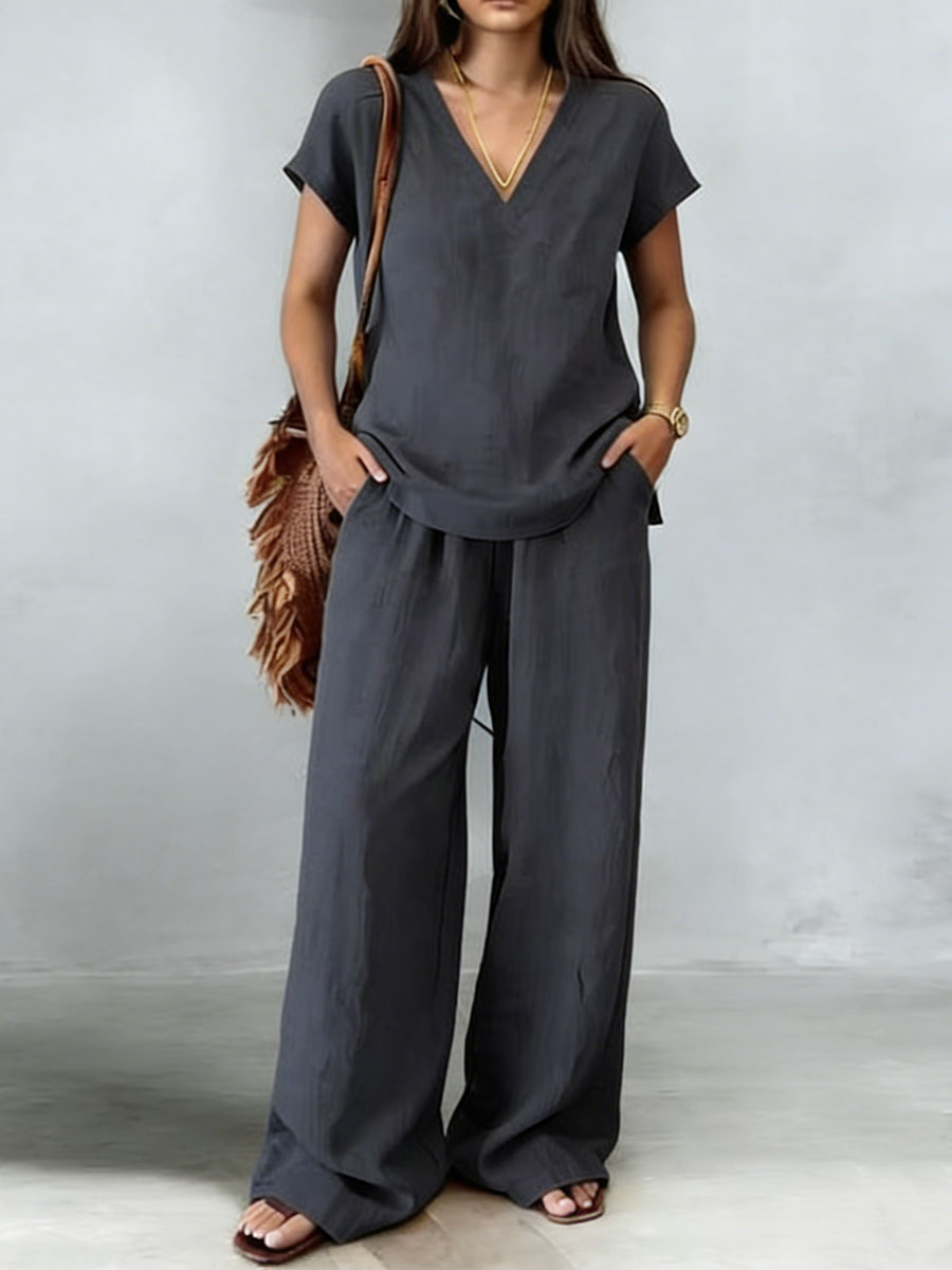 Casual And Cozy Minimalist Linen Two-piece Set