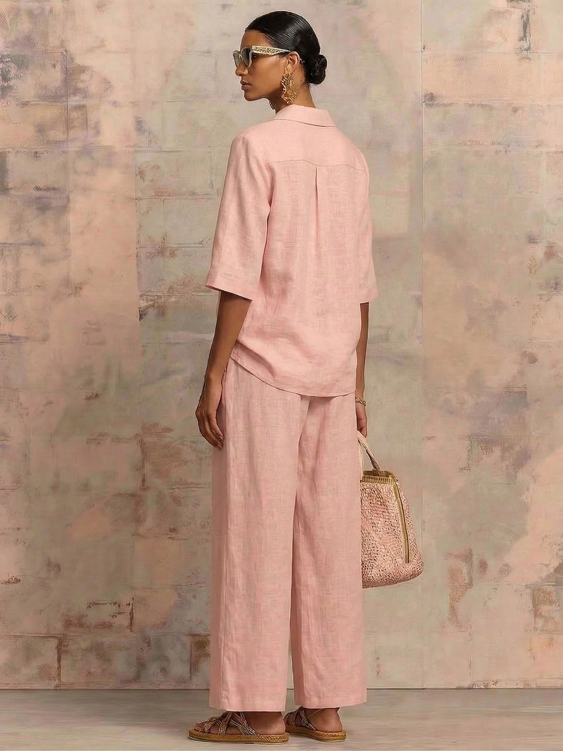 New Arrivals🔥Vintage Cuban Collar Metal Button Linen Cotton Two-piece Set