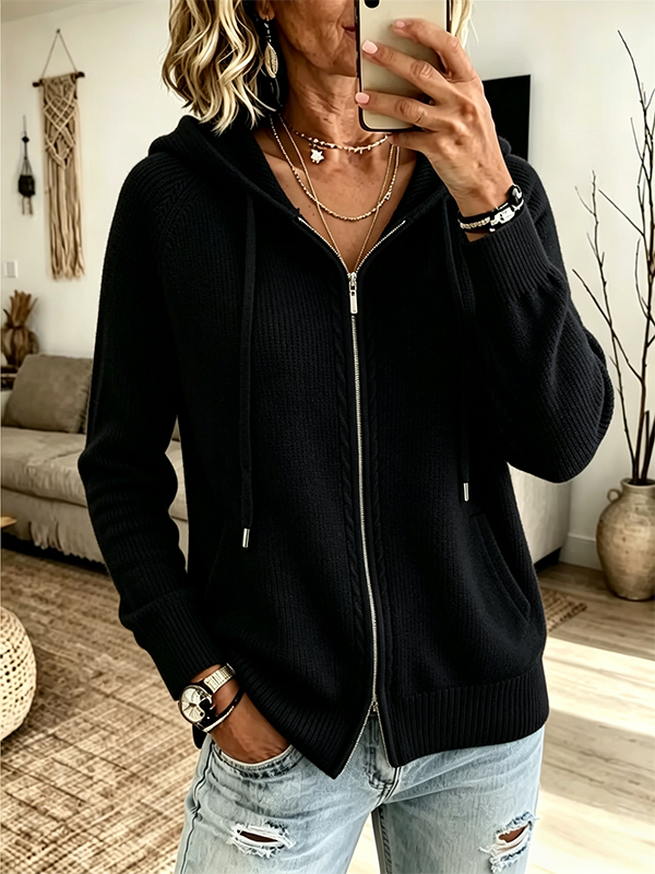CLEARANCE SALE🔥Women's Cable Knit Zip Hoodie