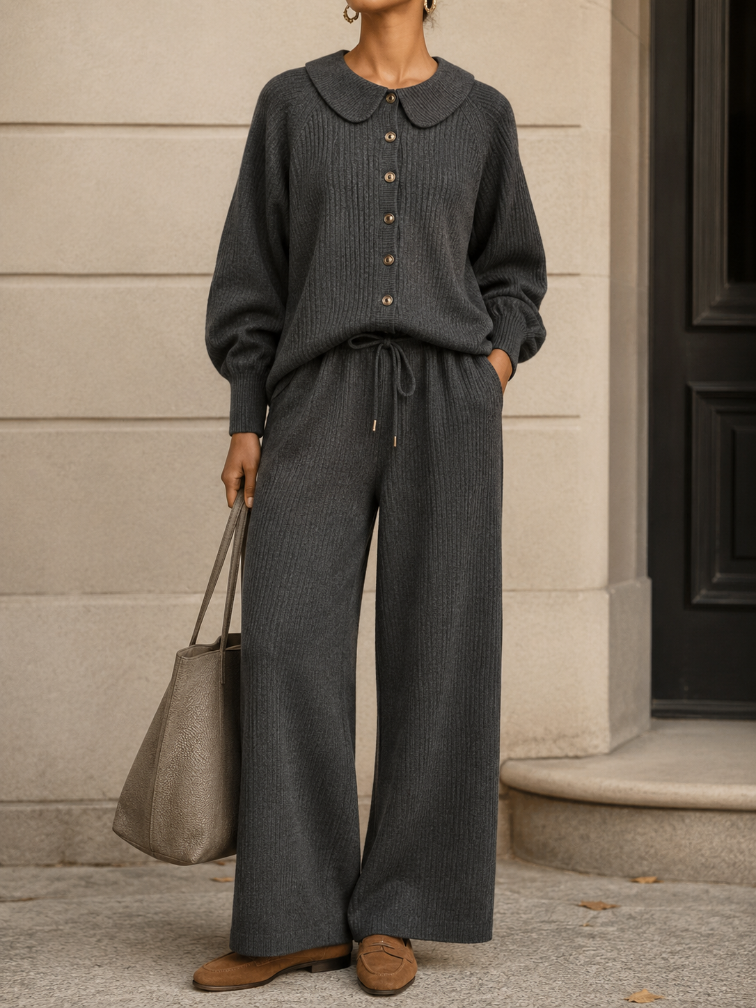 New Arrival🔥 Women’s Cozy Textured Knit Button Lounge Set
