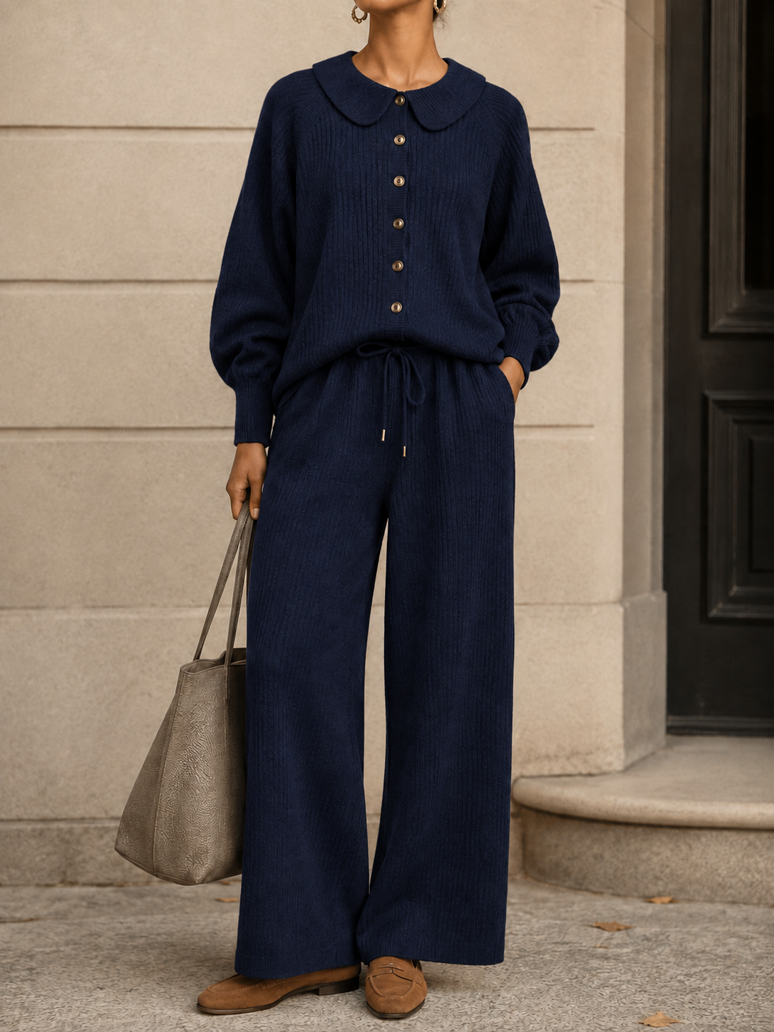 New Arrival🔥 Women’s Cozy Textured Knit Button Lounge Set