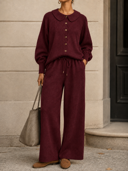New Arrival🔥 Women’s Cozy Textured Knit Button Lounge Set