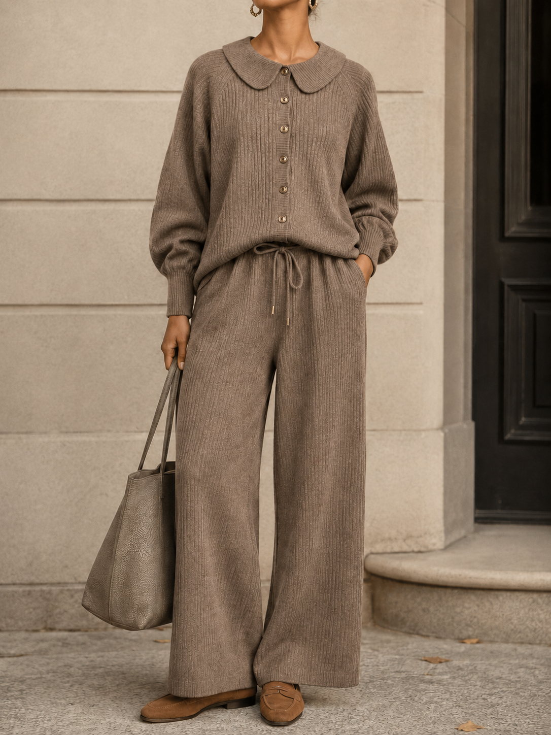 New Arrival🔥 Women’s Cozy Textured Knit Button Lounge Set