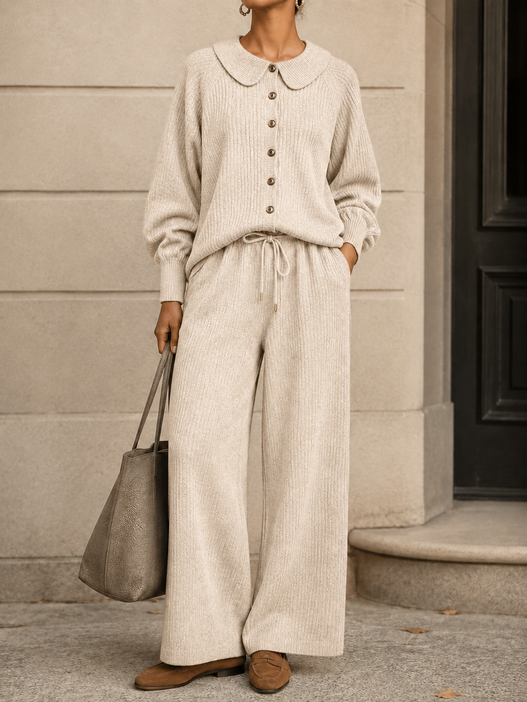 New Arrival🔥 Women’s Cozy Textured Knit Button Lounge Set