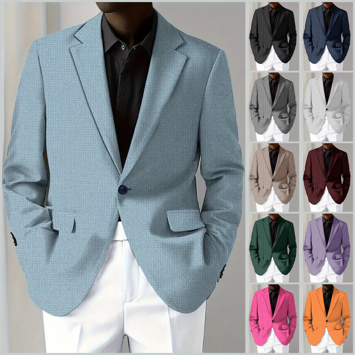 Men's Casual Solid Notch Lapel One Buttons Blazer