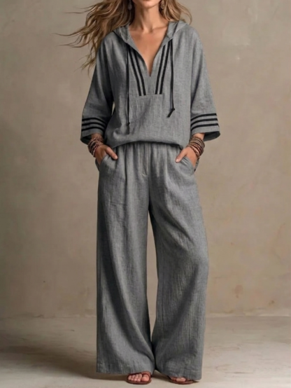 Today 49% off🔥 Women's Casual Loose Cotton-Linen Hooded Set
