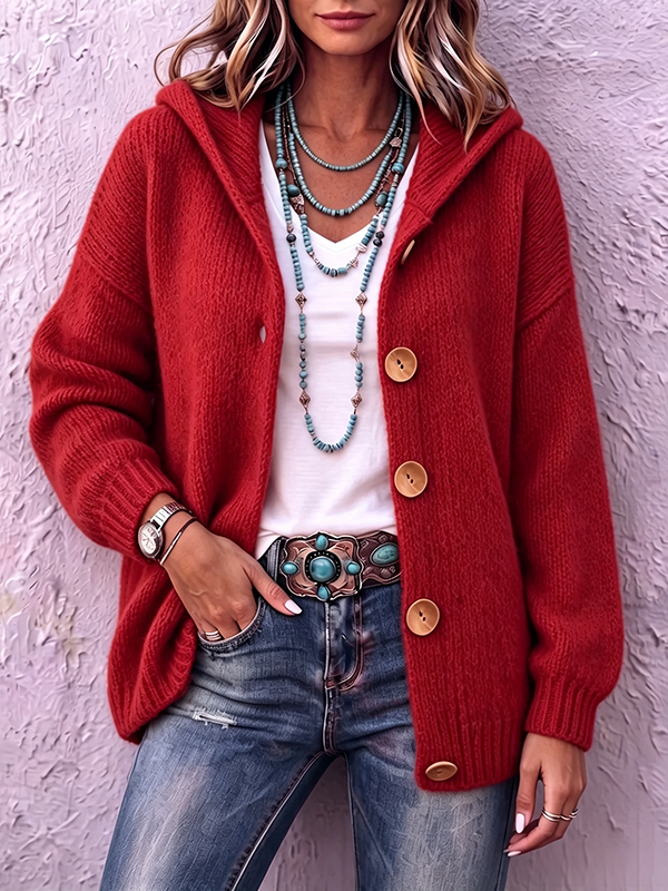 CLEARANCE SALE🔥Women's Chunky Knit Hooded Cardigan